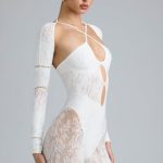 Embellished Cut-Out Unitard in Ivory - Image 8