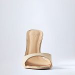 Almond-Toe Heeled Mules in Mirrored Gold - Image 4