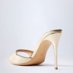 Almond-Toe Heeled Mules in Mirrored Gold - Image 5