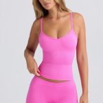Super Sculpt Seamless Longline Tank Top in Sugar Pink - Image 5
