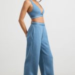 Petite High-Waist Straight-Leg Joggers in Steel Blue - Image 3
