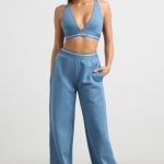 Petite High-Waist Straight-Leg Joggers in Steel Blue - Image 5