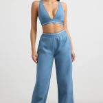 Petite High-Waist Straight-Leg Joggers in Steel Blue - Image 6