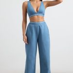 Petite High-Waist Straight-Leg Joggers in Steel Blue - Image 9
