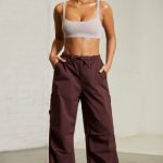Petite Wide Leg Cargo Trousers in Brown - Image 5