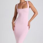 Modal Lace-Trim Midaxi Dress in Soft Pink - Image 5