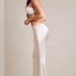 Bias Cut Satin Maxi Skirt in Ivory - Image 2