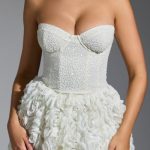 Embellished Floral-Appliqu?? Corset Gown in White - Image 4