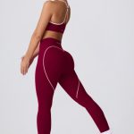 Soft Active Mid-Rise Leggings in Burgundy