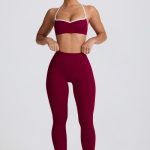 Soft Active Mid-Rise Leggings in Burgundy - Image 5
