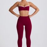 Soft Active Mid-Rise Leggings in Burgundy - Image 8