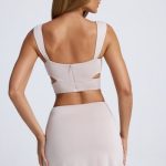 Hardware Detail Cut-Out Crop Top in Sky Grey - Image 2