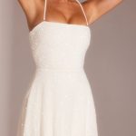 Embellished Multi Wear A-Line Mini Dress in White - Image 5