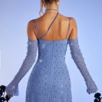 Embellished Asymmetric Corset Mini Dress in Light Blue - Image 2