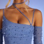 Embellished Asymmetric Corset Mini Dress in Light Blue - Image 4