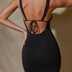 Straight Neck Low Back Maxi Dress in Black - Image 4