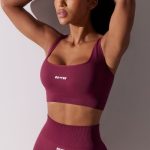Open Back Square Neck Sports Bra in Plum - Image 7