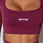 Open Back Square Neck Sports Bra in Plum - Image 8