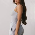 Modal Rib V Neck Tank Top in Fog - Image 3