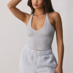 Modal Rib V Neck Tank Top in Fog - Image 5