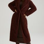 Long Shearling Coat in Brown - Image 9