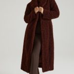 Long Shearling Coat in Brown - Image 10