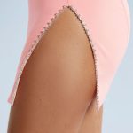 Cowl Neck Thigh Split Mini Dress in Blush - Image 8