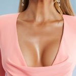 Cowl Neck Thigh Split Mini Dress in Blush - Image 9