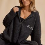 Oversized Zip-Up Cardigan in Charcoal Marl - Image 6