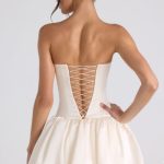 Lace-Up Bubble Hem Corset Mini Dress in Ivory - Image 2