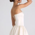 Lace-Up Bubble Hem Corset Mini Dress in Ivory - Image 3