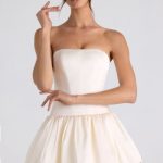 Lace-Up Bubble Hem Corset Mini Dress in Ivory - Image 5