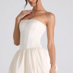 Lace-Up Bubble Hem Corset Mini Dress in Ivory - Image 6