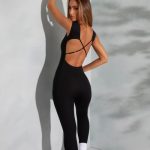 Open Back Scoop Neck Jumpsuit in Black - Image 4