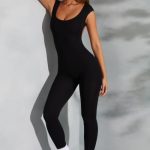 Open Back Scoop Neck Jumpsuit in Black - Image 5