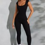 Open Back Scoop Neck Jumpsuit in Black - Image 6
