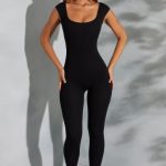 Open Back Scoop Neck Jumpsuit in Black - Image 8