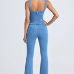 Petite Mid-Rise Flared Jeans in Mid Blue Stonewash - Image 2