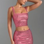 Embellished Low-Rise Micro Mini Skirt in Watermelon - Image 6