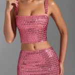 Embellished Low-Rise Micro Mini Skirt in Watermelon - Image 7