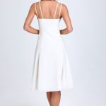 Bow-Detail Lace-Trim A-Line Midi Dress in White - Image 2