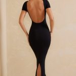 Cap Sleeve Open Back Maxi Dress in Black - Image 5