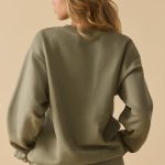Oversized Crew Neck Sweatshirt in Soft Olive - Image 2