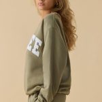 Oversized Crew Neck Sweatshirt in Soft Olive - Image 3