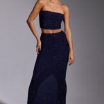 Embellished Mid Rise Gown Skirt in Royal Indigo - Image 6
