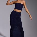 Embellished Mid Rise Gown Skirt in Royal Indigo - Image 8