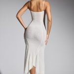 Embellished Handkerchief Hem Maxi Dress in White - Image 2