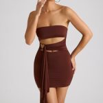 Bandeau Mini Dress in Chocolate Brown