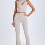 Petite Foldover Flared Trousers in Taupe - Image 5