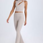 Petite Foldover Flared Trousers in Taupe - Image 7